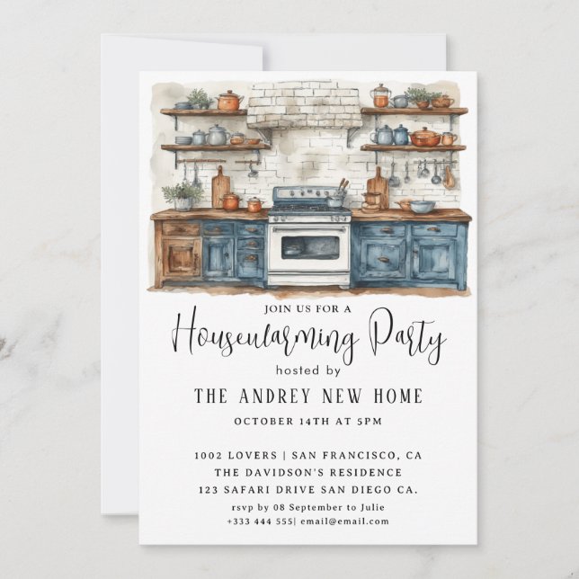 Watercolor Country Kitchen  Invitation (Front)
