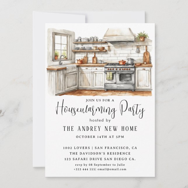 Watercolor Country Kitchen  Invitation (Front)