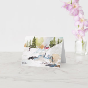 Watercolor Country Landscape Christmas Card