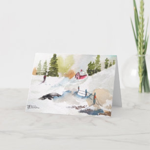 Watercolor Country Landscape Christmas Thank You Card