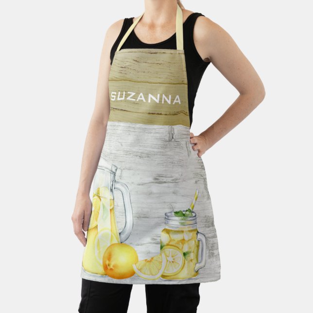 Watercolor Country Lemonade Lemon Monogram  Apron (Insitu)