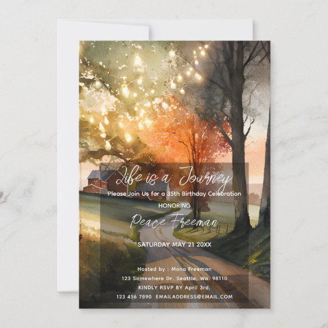 Watercolor Country Road Invitation (Front)