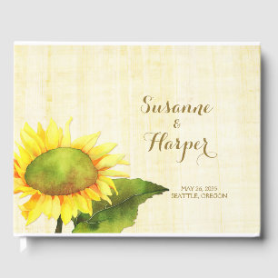 Watercolor Country Sunflower Wedding Guest Book