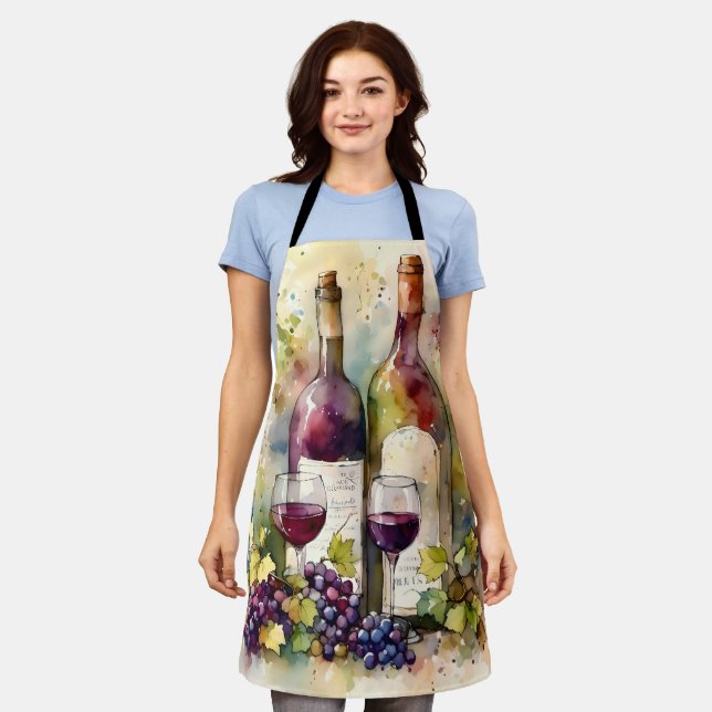 Watercolor Country Vineyard Apron (Worn)