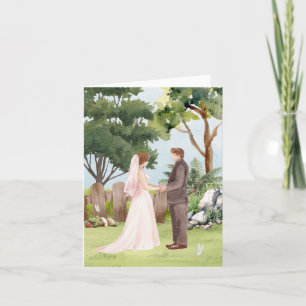 Watercolor couple art wedding card