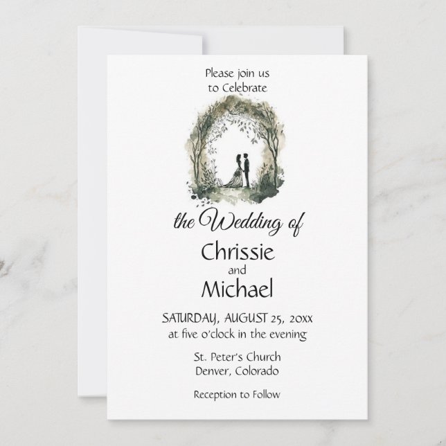 Watercolor Couple Getting Married Wedding Invitation (Front)
