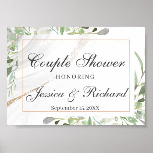 Watercolor Couple Shower Welcome Poster Sign