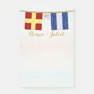 Watercolor Couples Monogram Maritime Signal Flags Post-it Notes