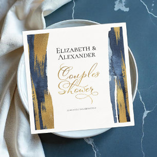 Watercolor Couples Shower Napkins   Blue Abstract