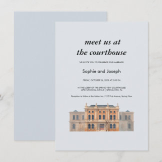 Watercolor Courthouse Wedding Invitation Card