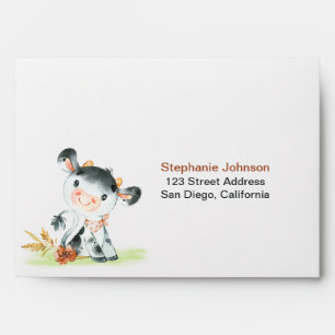 Watercolor Cow Baby Shower Farm Envelope