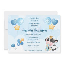 Watercolor Cow Baby Shower Invitation