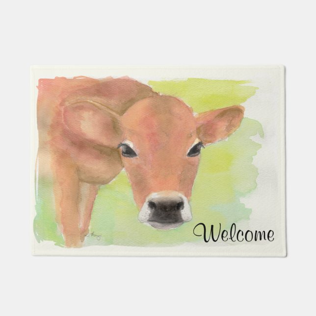 Watercolor Cow Doormat (Front)