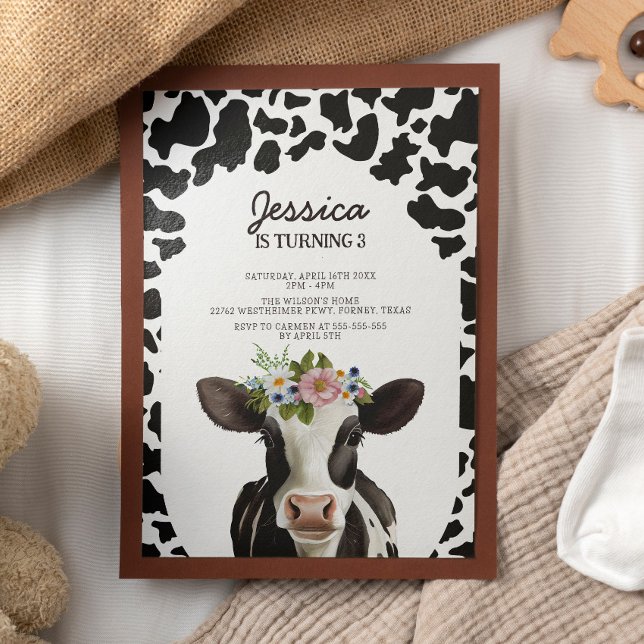 Watercolor Cow Farm Birthday Party Invitation (Creator Uploaded)