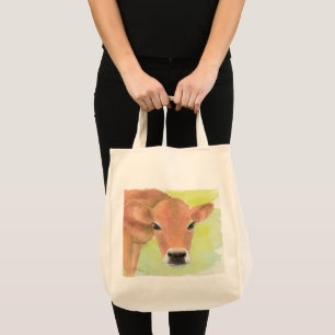 Watercolor Cow Grocery Tote
