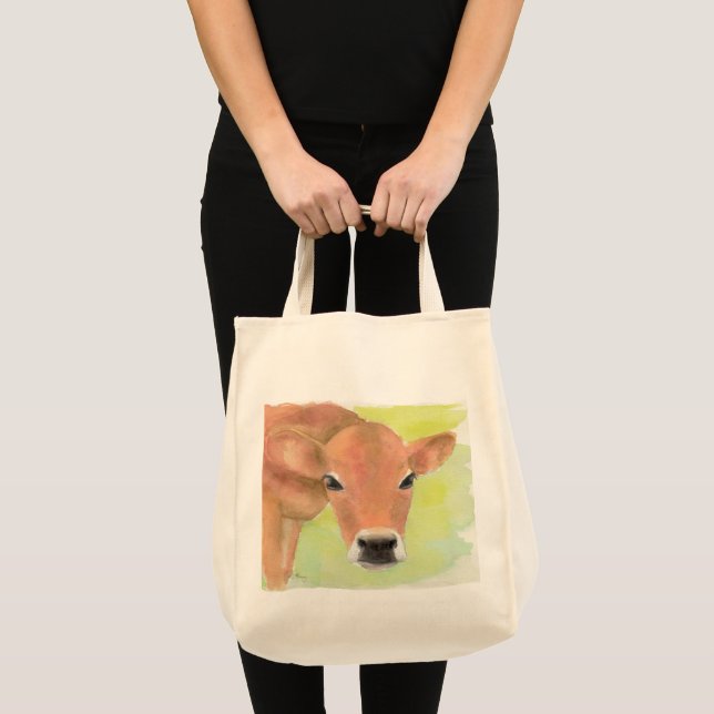 Watercolor Cow Grocery Tote (Front (Product))