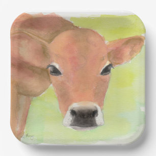 Watercolor Cow  Paper Plate