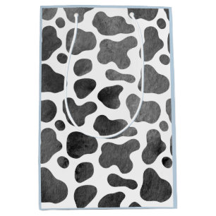 Watercolor Cow print Blue  Medium Gift Bag