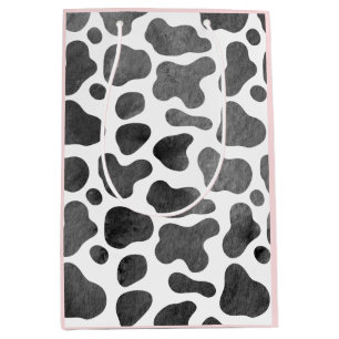 Watercolor Cow print Pink Medium Gift Bag