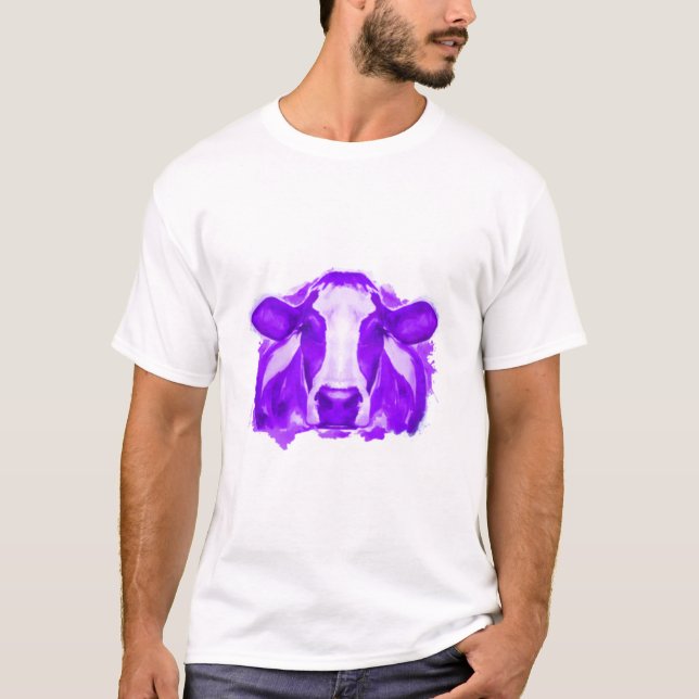 Watercolor Cow Purple Cow T-Shirt (Front)