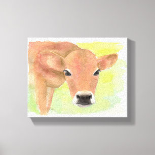 Watercolor Cow Wrapped Canvas