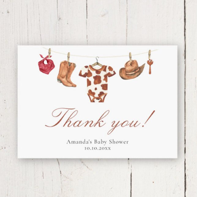 Watercolor cowboy Baby Shower Thank you Card (Creator Uploaded)