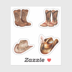Watercolor cowboy hats and boots Brown Scrapbook