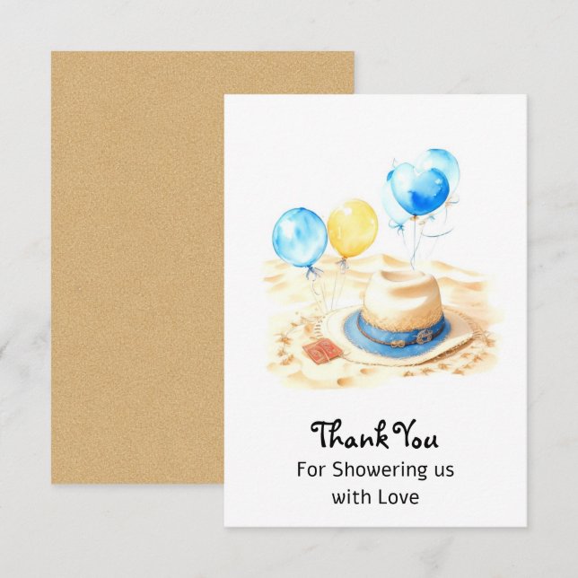 Watercolor Cowboy Spirit Baby Shower Thank You Card (Front/Back)