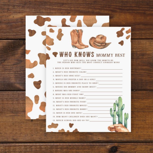 Watercolor cowboy western - Who knows mummy best (Creator Uploaded)