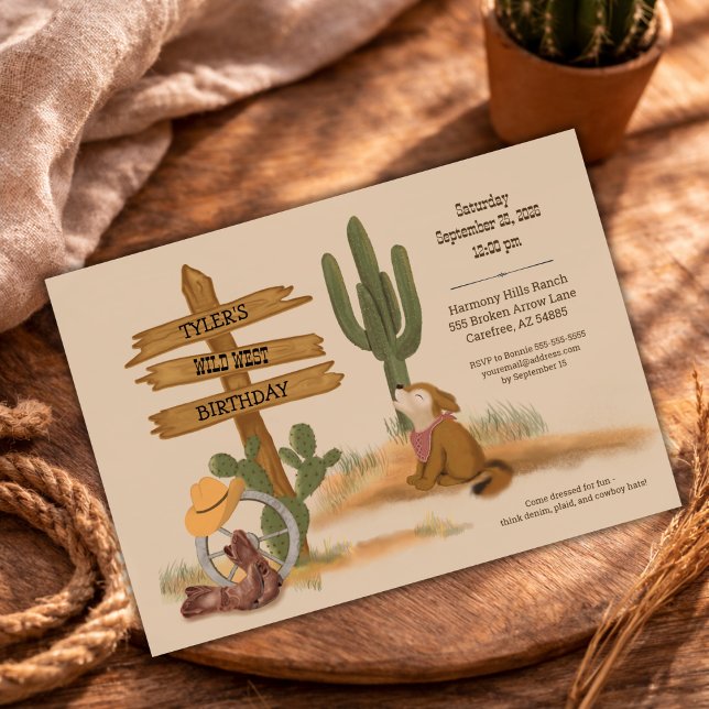 Watercolor Cowboy Wild West Birthday Invitation (Creator Uploaded)