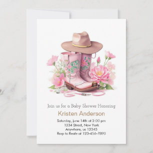 Watercolor Cowgirl Baby Shower Invitation