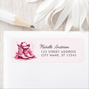 Watercolor Cowgirl Boot Western Return Address