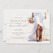Watercolor Cowgirl Bride Boots Bachelorette Party