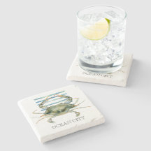 Watercolor CRAB Art Beach Coastal  OCEAN CITY