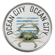 Watercolor Crab Beach Coastal Golf Ball Marke