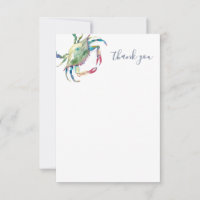Watercolor Crab Beach Thank You Cards