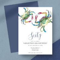 Watercolor Crab Boil 60th Birthday  Invitation