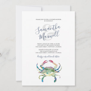 Watercolor Crab Couple's Dinner Invitation