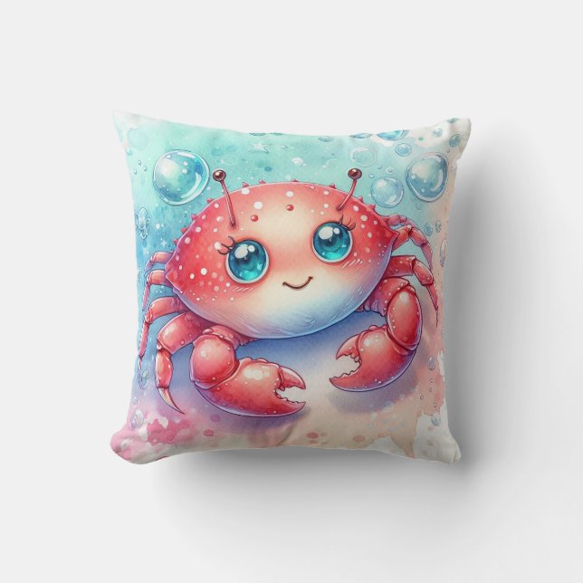 Watercolor crab cushion (Front)