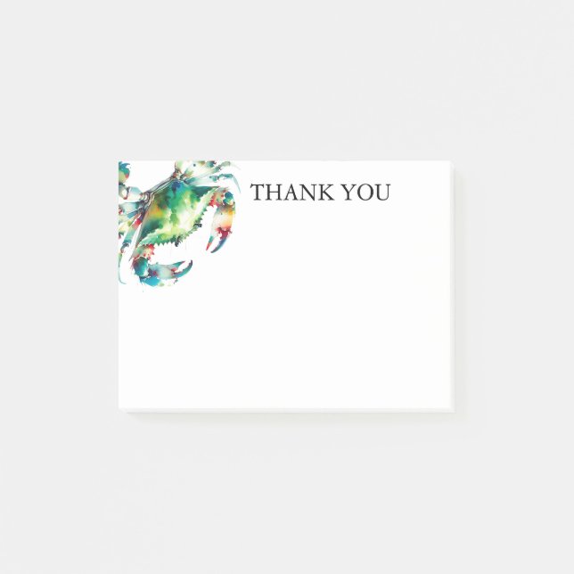 Watercolor Crab Custom Post-it Notes (Front)