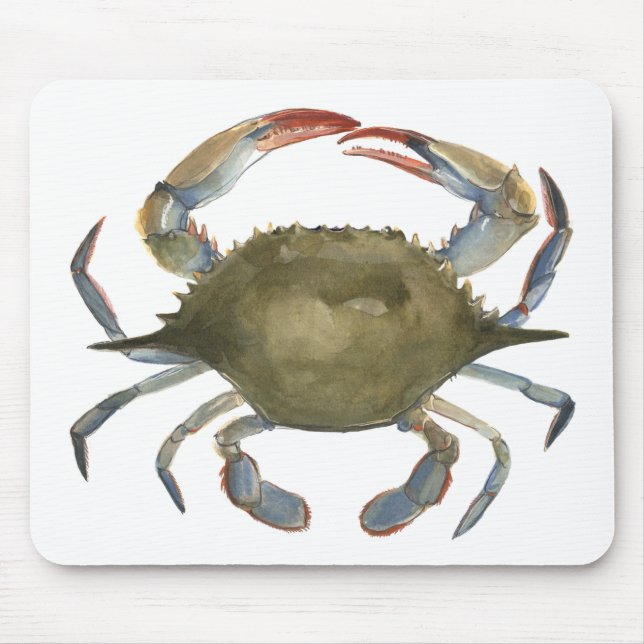 Watercolor Crab - Grey Mouse Mat (Front)