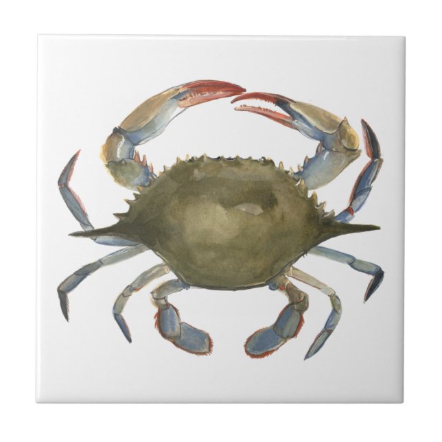Watercolor Crab - Grey Tile (Front)