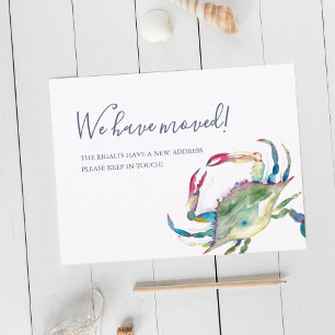 Watercolor Crab Moving Announcement Postcard