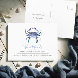 Watercolor Crab Moving Announcement Postcards<br><div class="desc">Sophisticated watercolor moving announcement postcards that lets friends and family know about your new home sweet home! This simple design features watercolor crab art in shades of blue with "We've Moved" in hand lettered script typography. The card reverses to to reveal your unique details. Use the template fields to add...</div>