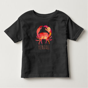 Watercolor Crab Ocean Kids Personalised Toddler T-Shirt
