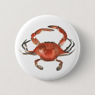 Watercolor Crab - Red 6 Cm Round Badge