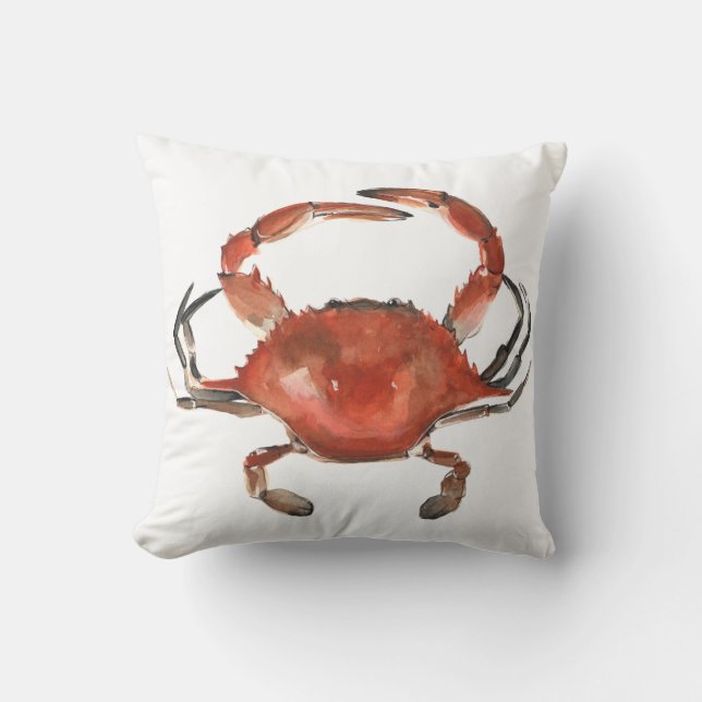 Watercolor Crab - Red Cushion (Front)