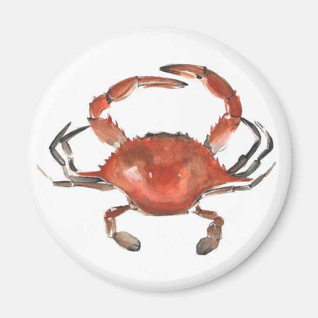 Watercolor Crab - Red Magnet (Front)