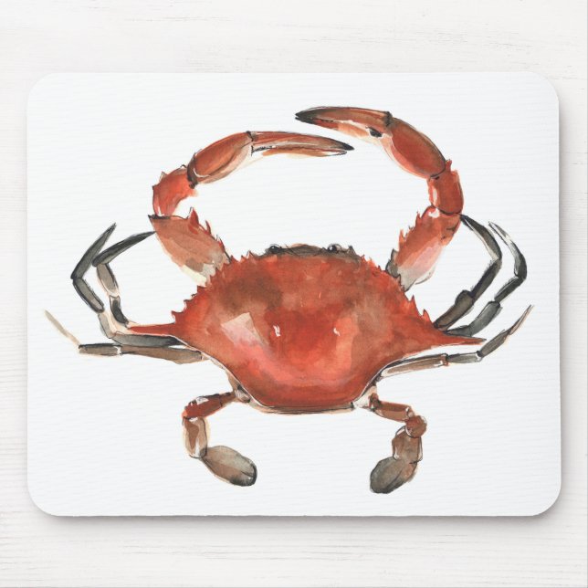 Watercolor Crab - Red Mouse Mat (Front)