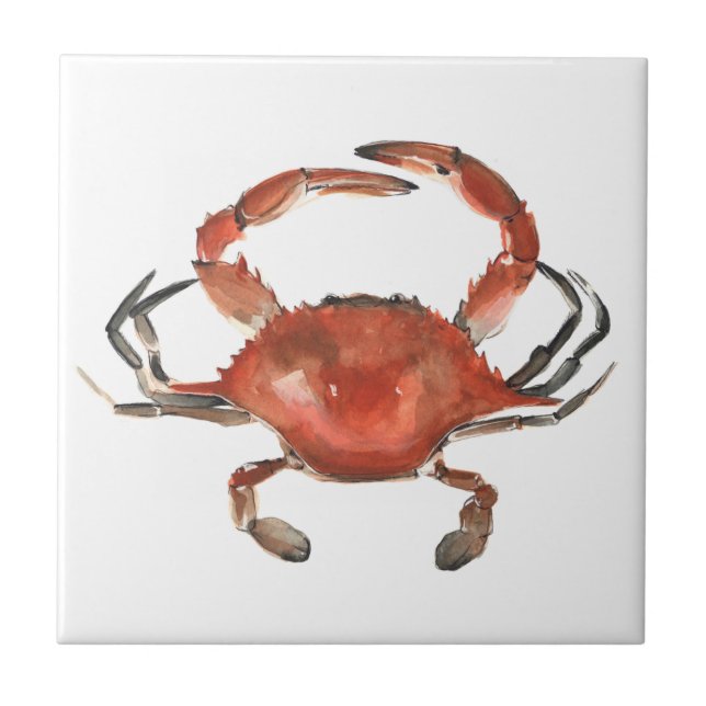 Watercolor Crab - Red Tile (Front)